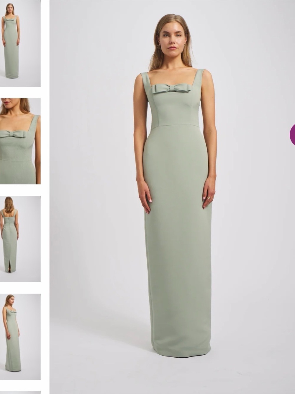 Amsale Light Blue Square-Neck Maxi Gown with Front Bow